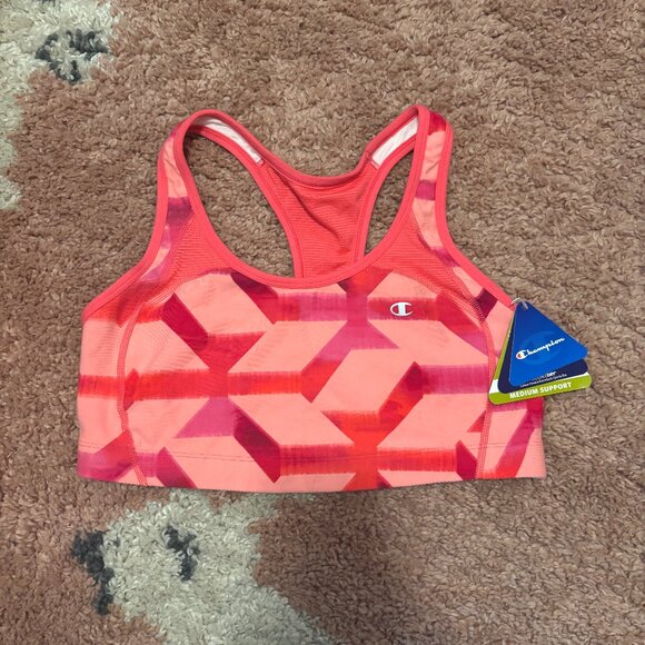 NWT Champion Double Dry Pink Racerback Sports Bra Womens Sz XL Medium Support - Picture 1 of 6